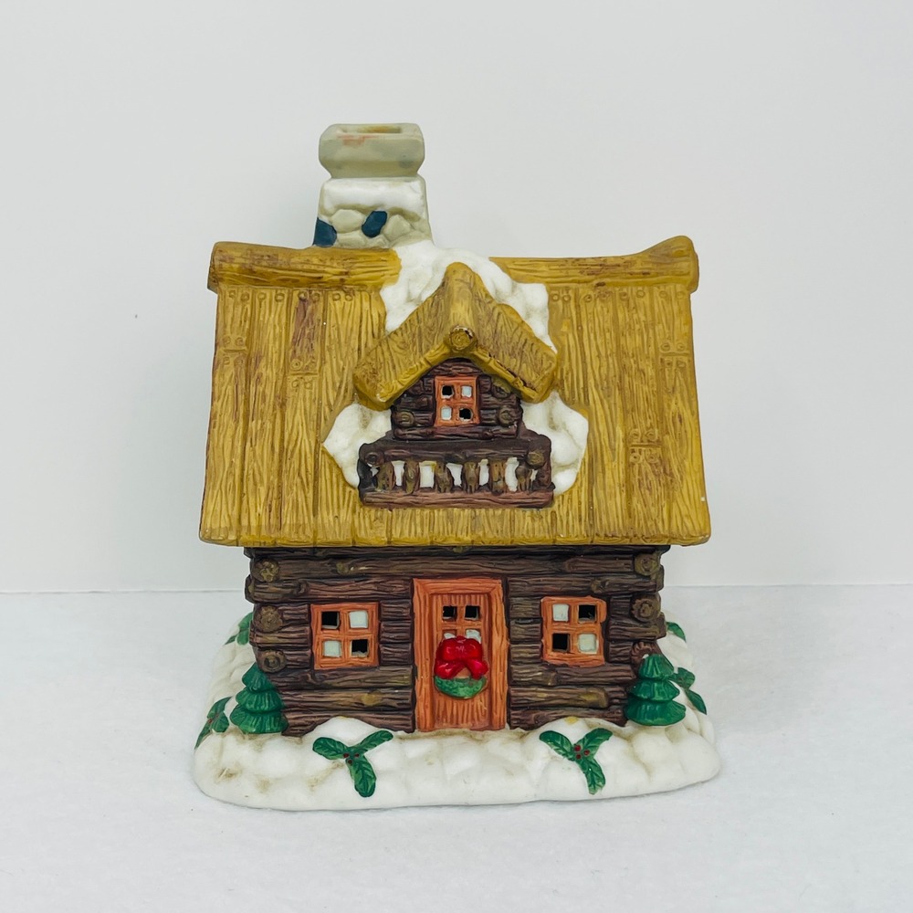Vintage Ceramic Log Cabin Christmas Village‎ House Snow Roof 94/624 991216-01